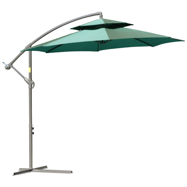 2.7m Banana Parasol Cantilever Umbrella with Crank Handle - Green