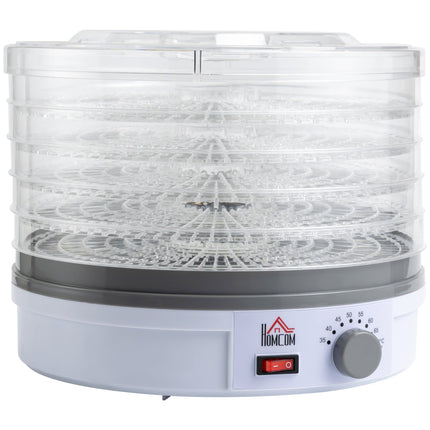 5 Tier Adjustable Temperature Food Dehydrator - White