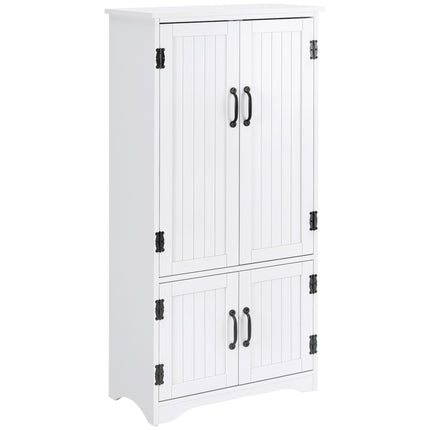 Accent Floor Storage Cabinet with Adjustable Shelves and 2 Lower Doors for Kitchen Pantry - White