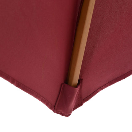 2.5m Wooden Garden Parasol Umbrella with Rope Pulley - Wine Red