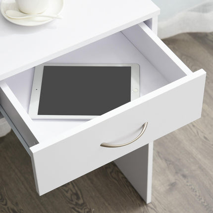 Computer Desk with Shelf and Drawer Storage Compartment Work Table Study Station - White