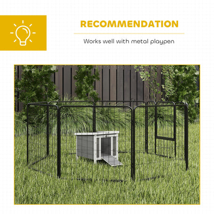 Wooden Rabbit Hutch Small Animal Cage 51x42x43 cm with Ramp - Grey