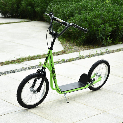 Teen Kids Adjustable Handlebar Stunt Kick Scooter with 2 Brakes and 16 Inch Rubber Tyres - Green