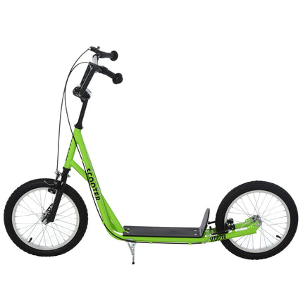 Teen Kids Adjustable Handlebar Stunt Kick Scooter with 2 Brakes and 16 Inch Rubber Tyres - Green