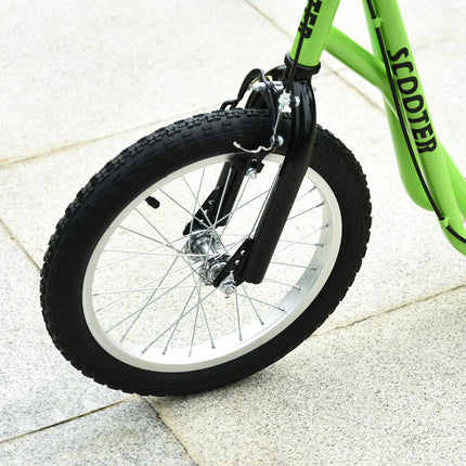 Teen Kids Adjustable Handlebar Stunt Kick Scooter with 2 Brakes and 16 Inch Rubber Tyres - Green