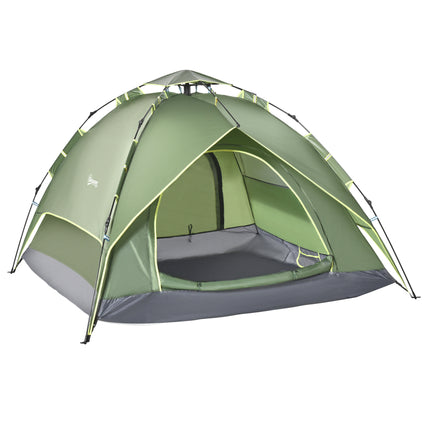3 Person Pop Up Waterproof Camping Tent Festival Shelter - Dark Green