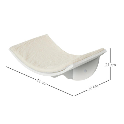 Wood Wall-Mounted Cat Shelf Curved Kitten Bed 41x28x21cm - White