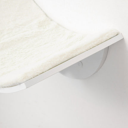 Wood Wall-Mounted Cat Shelf Curved Kitten Bed 41x28x21cm - White
