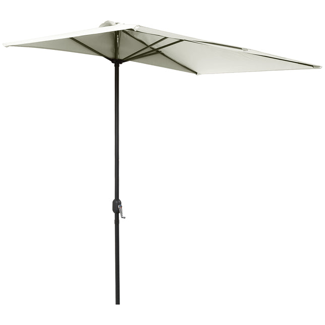 2.3m Semi Round Balcony Parasol with Crank Handle - Beige