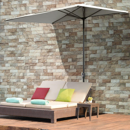 2.3m Semi Round Balcony Parasol with Crank Handle - Beige