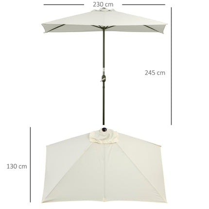 2.3m Semi Round Balcony Parasol with Crank Handle - Beige