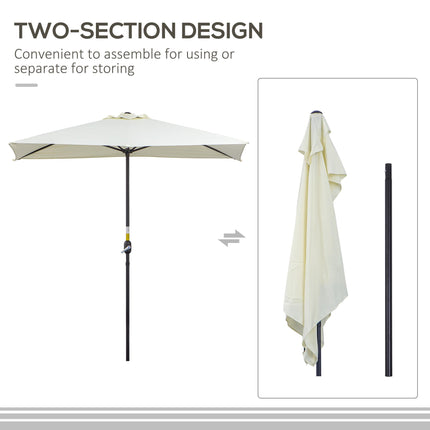 2.3m Semi Round Balcony Parasol with Crank Handle - Beige