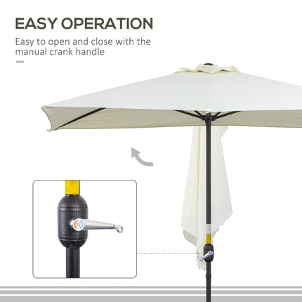 2.3m Semi Round Balcony Parasol with Crank Handle - Beige