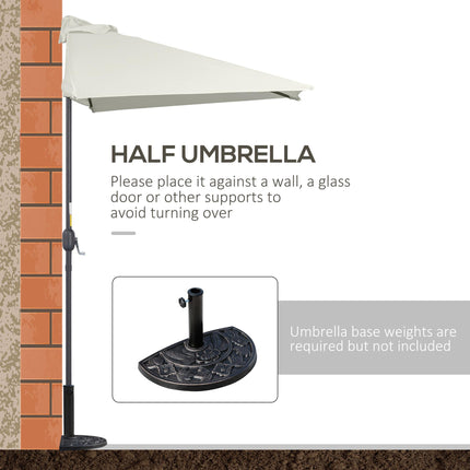 2.3m Semi Round Balcony Parasol with Crank Handle - Beige