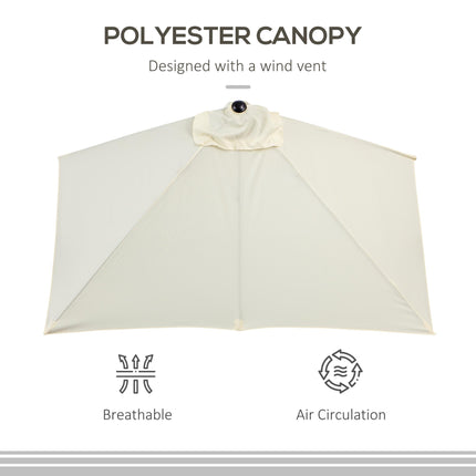 2.3m Semi Round Balcony Parasol with Crank Handle - Beige