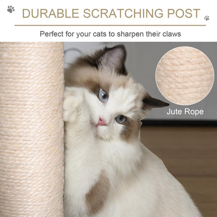 Multi-level Cat Tree Kitten Tower with Scratching Post, Hanging Ropes & Plush Perches - Grey