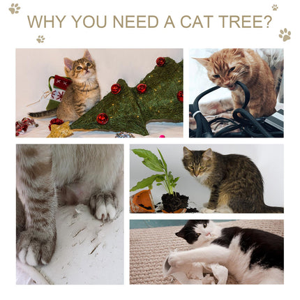Multi-level Cat Tree Kitten Tower with Scratching Post, Hanging Ropes & Plush Perches - Grey