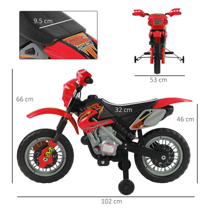 6V Kids Electric Motorbike Ride-On Motorcycle Scooter for Children 3-6 Years - Red