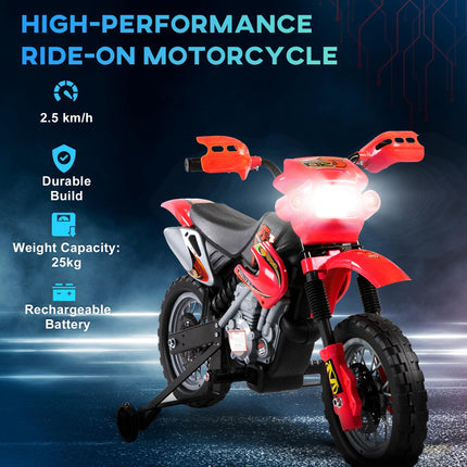 6V Kids Electric Motorbike Ride-On Motorcycle Scooter for Children 3-6 Years - Red