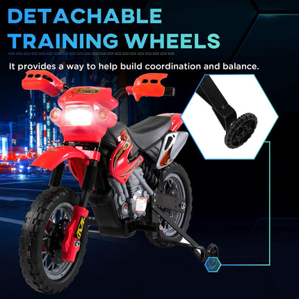 6V Kids Electric Motorbike Ride-On Motorcycle Scooter for Children 3-6 Years - Red