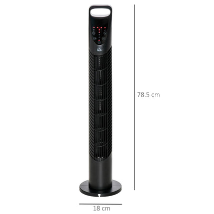 Oscillating Tower Fan 3 Speeds 3 Wind Modes 40W with Remote & Timer - Black