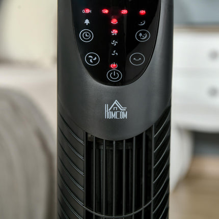 Oscillating Tower Fan 3 Speeds 3 Wind Modes 40W with Remote & Timer - Black