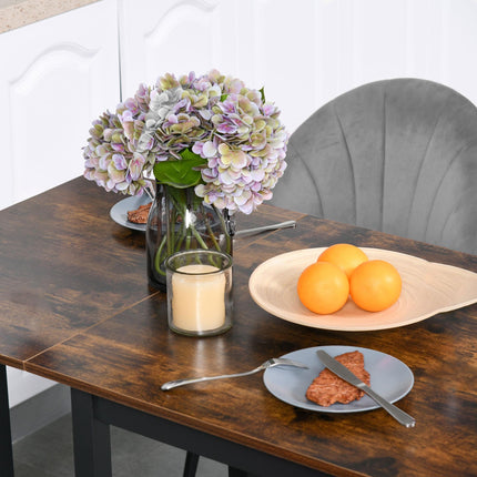 Folding Dining Table, Industrial Drop Leaf Table with Wheels and Metal Frame for