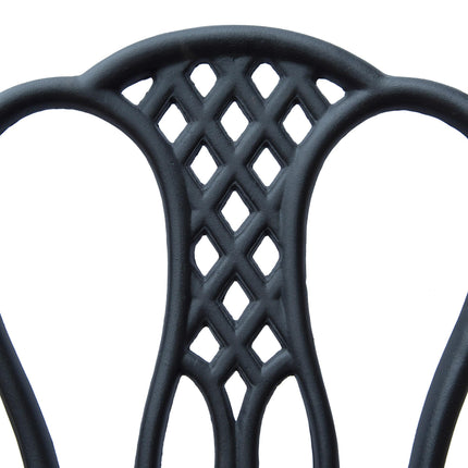 3 Piece Vintage Cast Aluminium Bistro Set with Parasol Hole - Black
