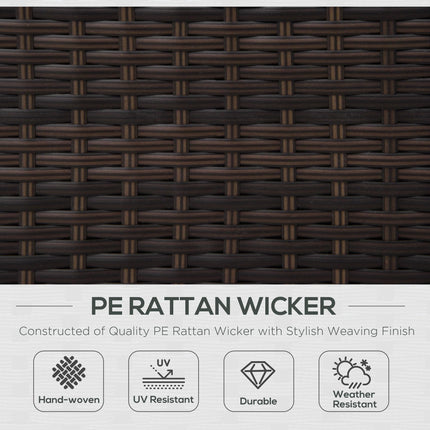 1 Seater Rattan Garden Armchair with Fire Resistant Cushion - Brown
