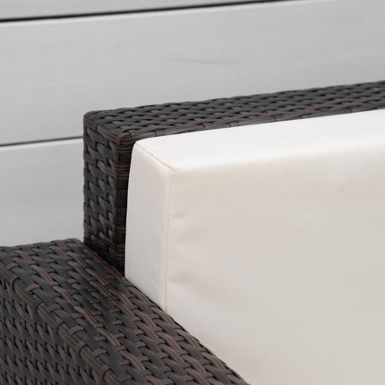 1 Seater Rattan Garden Armchair with Fire Resistant Cushion - Brown