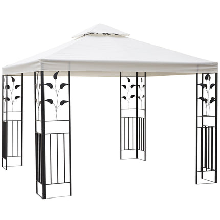 3x3m Outdoor Garden Gazebo with Vented Two-Tier Roof - Cream