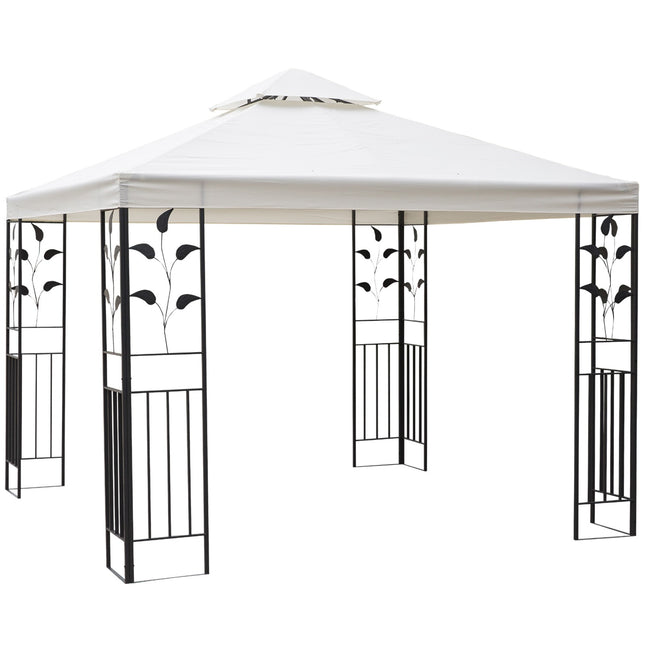 3x3m Outdoor Garden Gazebo with Vented Two-Tier Roof - Cream