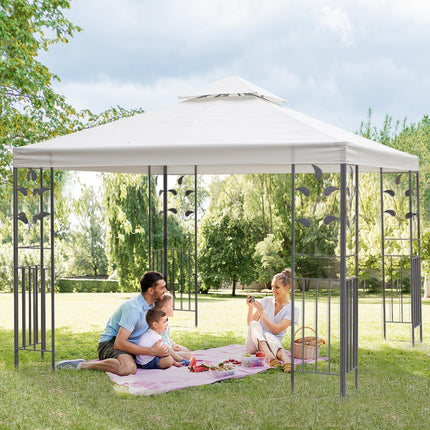 3x3m Outdoor Garden Gazebo with Vented Two-Tier Roof - Cream