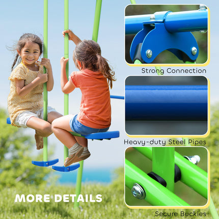 2 Piece Metal Swing and Seesaw Set with Adjustable Height - Green