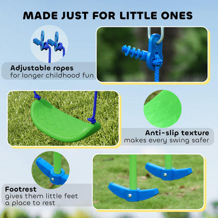 2 Piece Metal Swing and Seesaw Set with Adjustable Height - Green