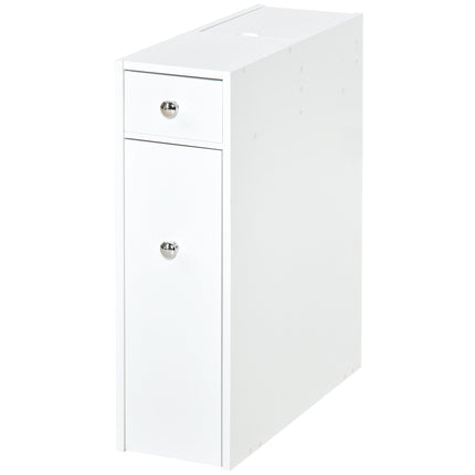 Slimline Bathroom Storage Unit with Drawers and Organiser Cabinet - White