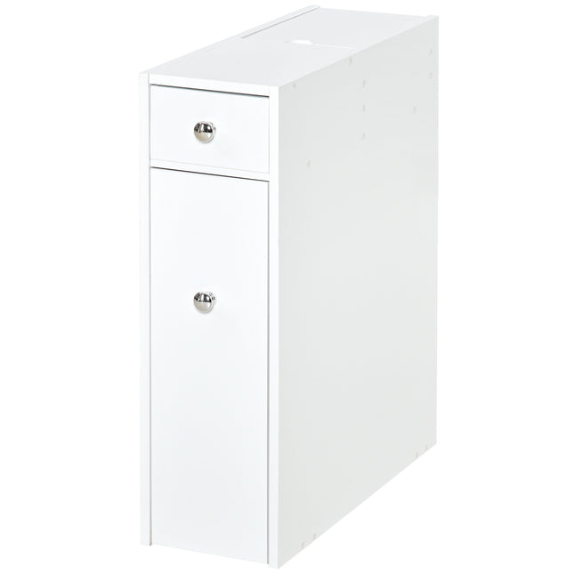 Slimline Bathroom Storage Unit with Drawers and Organiser Cabinet - White