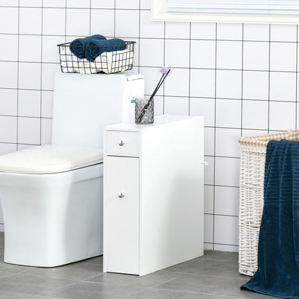 Slimline Bathroom Storage Unit with Drawers and Organiser Cabinet - White