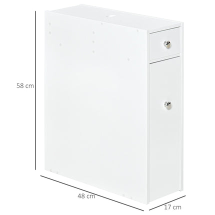 Slimline Bathroom Storage Unit with Drawers and Organiser Cabinet - White