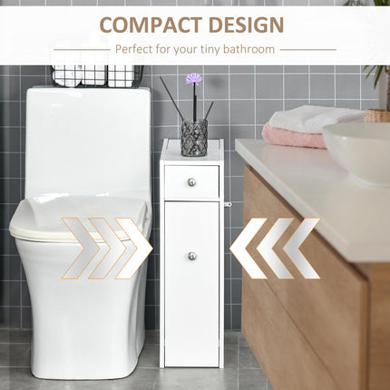 Slimline Bathroom Storage Unit with Drawers and Organiser Cabinet - White