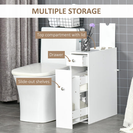 Slimline Bathroom Storage Unit with Drawers and Organiser Cabinet - White