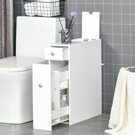 Slimline Bathroom Storage Unit with Drawers and Organiser Cabinet - White