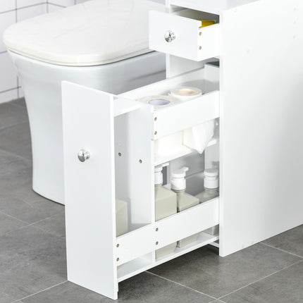 Slimline Bathroom Storage Unit with Drawers and Organiser Cabinet - White