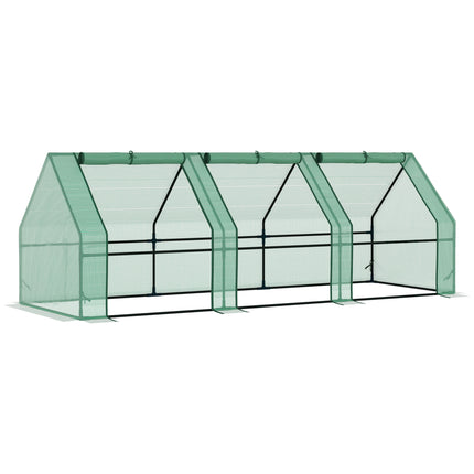 Steel Frame Poly Tunnel Greenhouse 270x90x90cm with Powder Coated Frame - Green