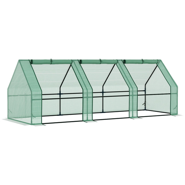 Steel Frame Poly Tunnel Greenhouse 270x90x90cm with Powder Coated Frame - Green