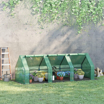Steel Frame Poly Tunnel Greenhouse 270x90x90cm with Powder Coated Frame - Green