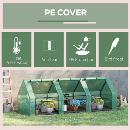 Steel Frame Poly Tunnel Greenhouse 270x90x90cm with Powder Coated Frame - Green