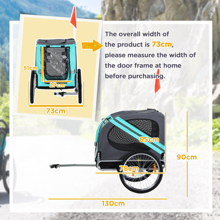 Dog Bike Trailer Folding Pet Carrier with Suspension Steel Frame Jogger Stroller - Green & Grey
