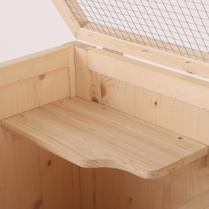4-Layer Wooden Hamster Cage with Storage Shelf for Small Rodents - Natural Wood