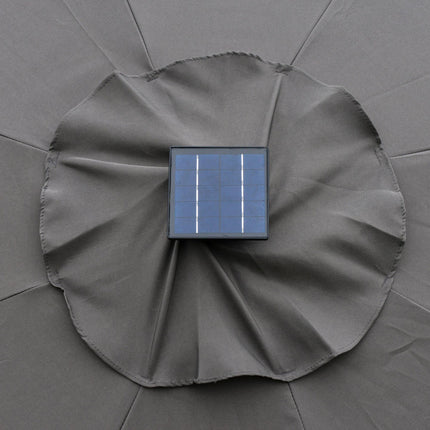 2.7m Garden Parasol with Solar LED Lights and Tilt Function - Grey